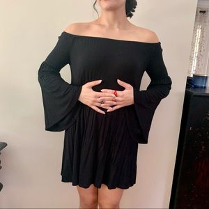 Black bell sleeve dress urban outfitters